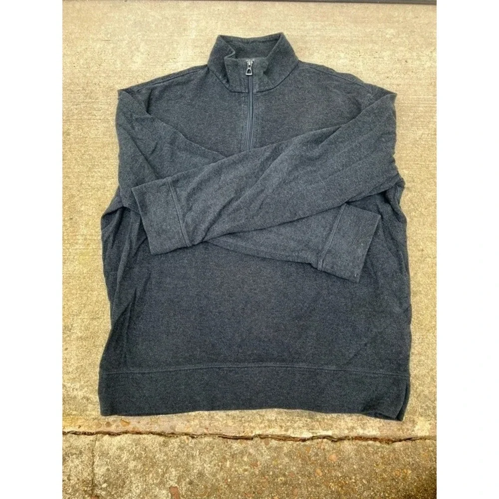 Polo Ralph Lauren Mens Medium Heather Grey Quarter Zip Cotton Pullover Sweater